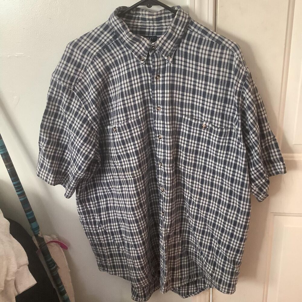 Basic options size xl extra large short sleeve plaid shirt button down up